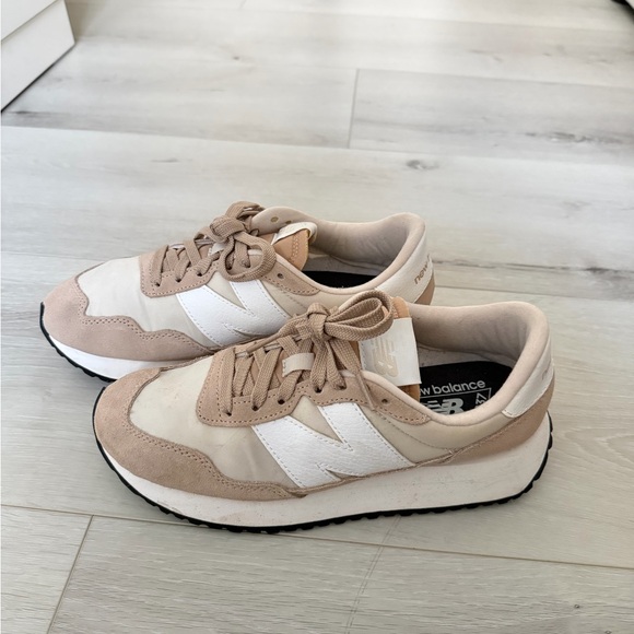 New Balance Shoes - New Balance Tan and White Casual Sneakers